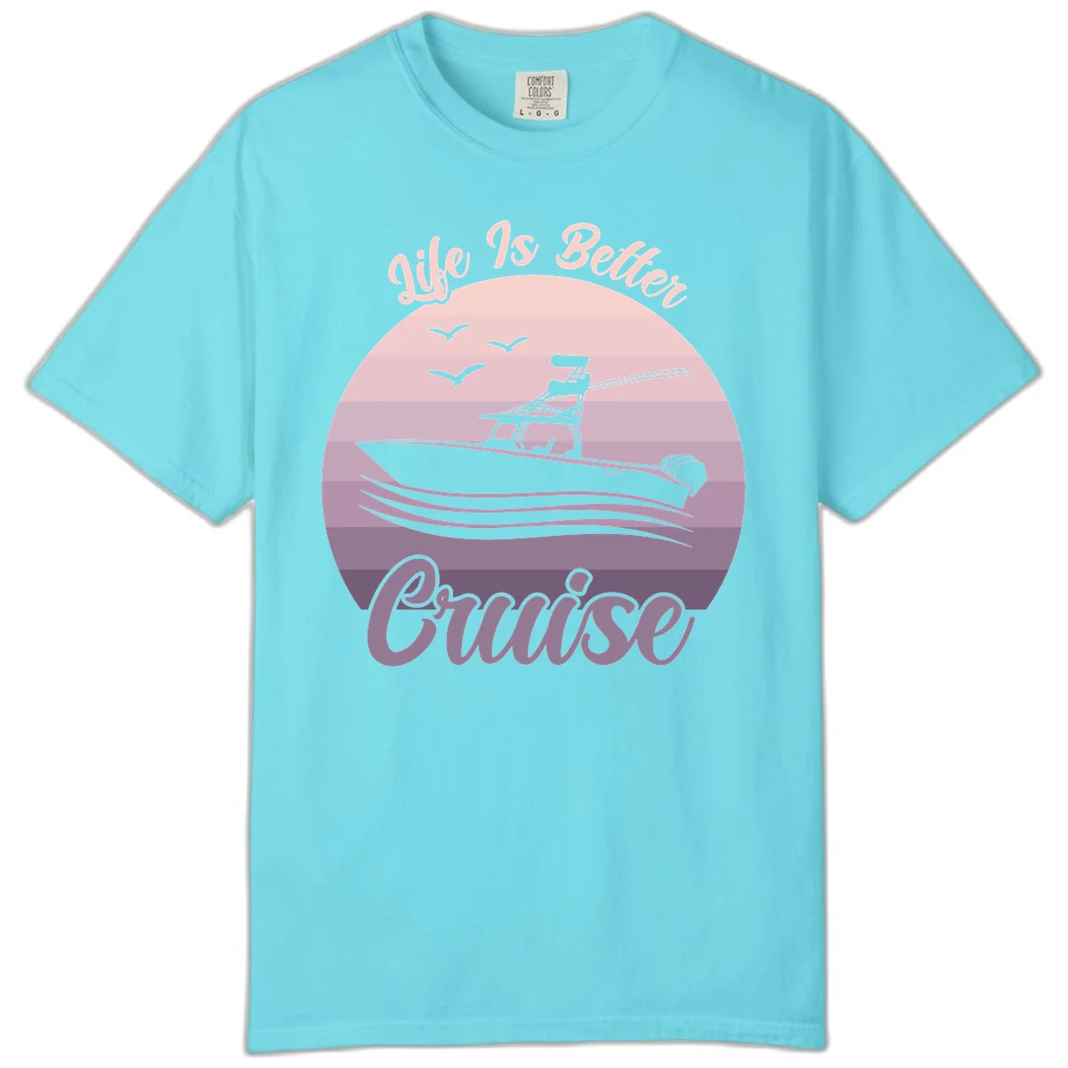 Life Is Better Boating Comfort Color T-Shirt in Lagoon Blue