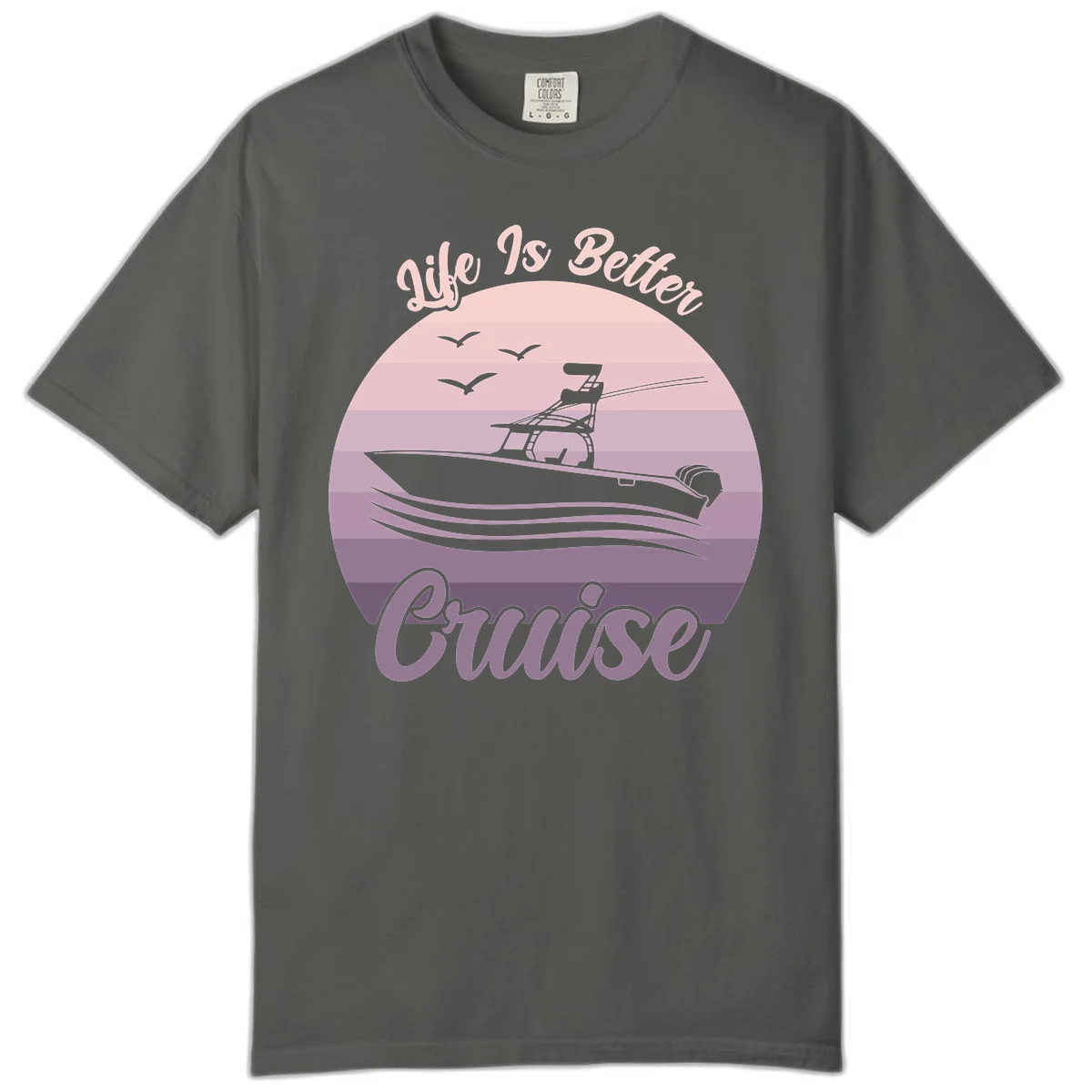 Life Is Better Boating Comfort Color T-Shirt in Pepper