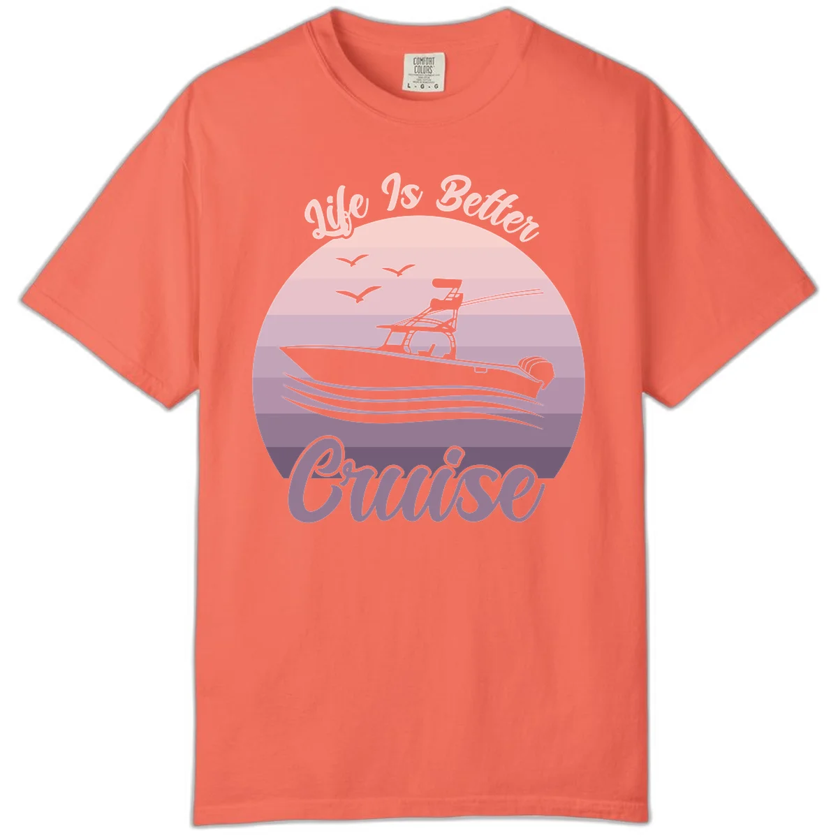 Life Is Better Boating Comfort Color T-Shirt in Bright Salmon