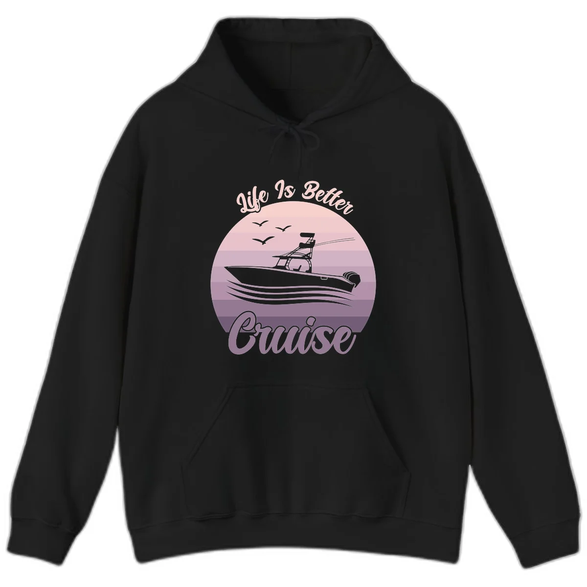 Life Is Better Boating Hoodie in Black