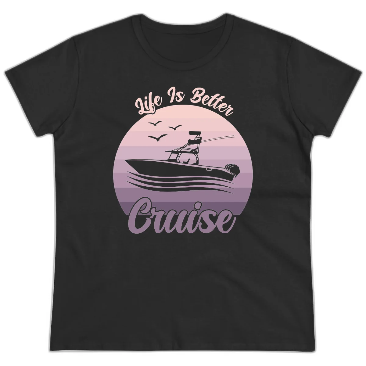 Life Is Better Boating Ladies Tee in Black