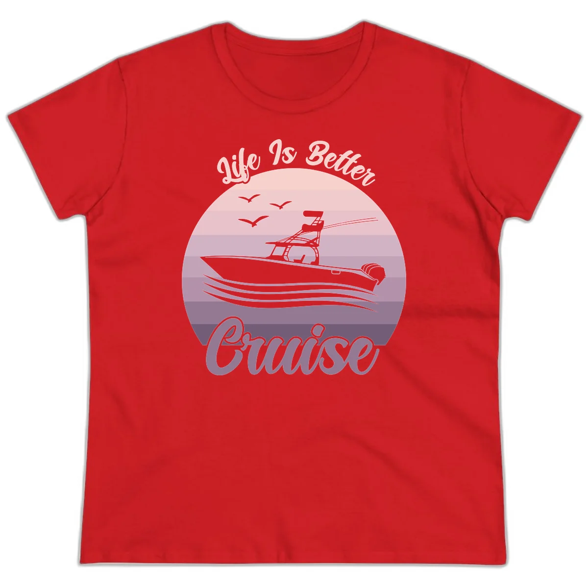 Life Is Better Boating Ladies Tee in Red