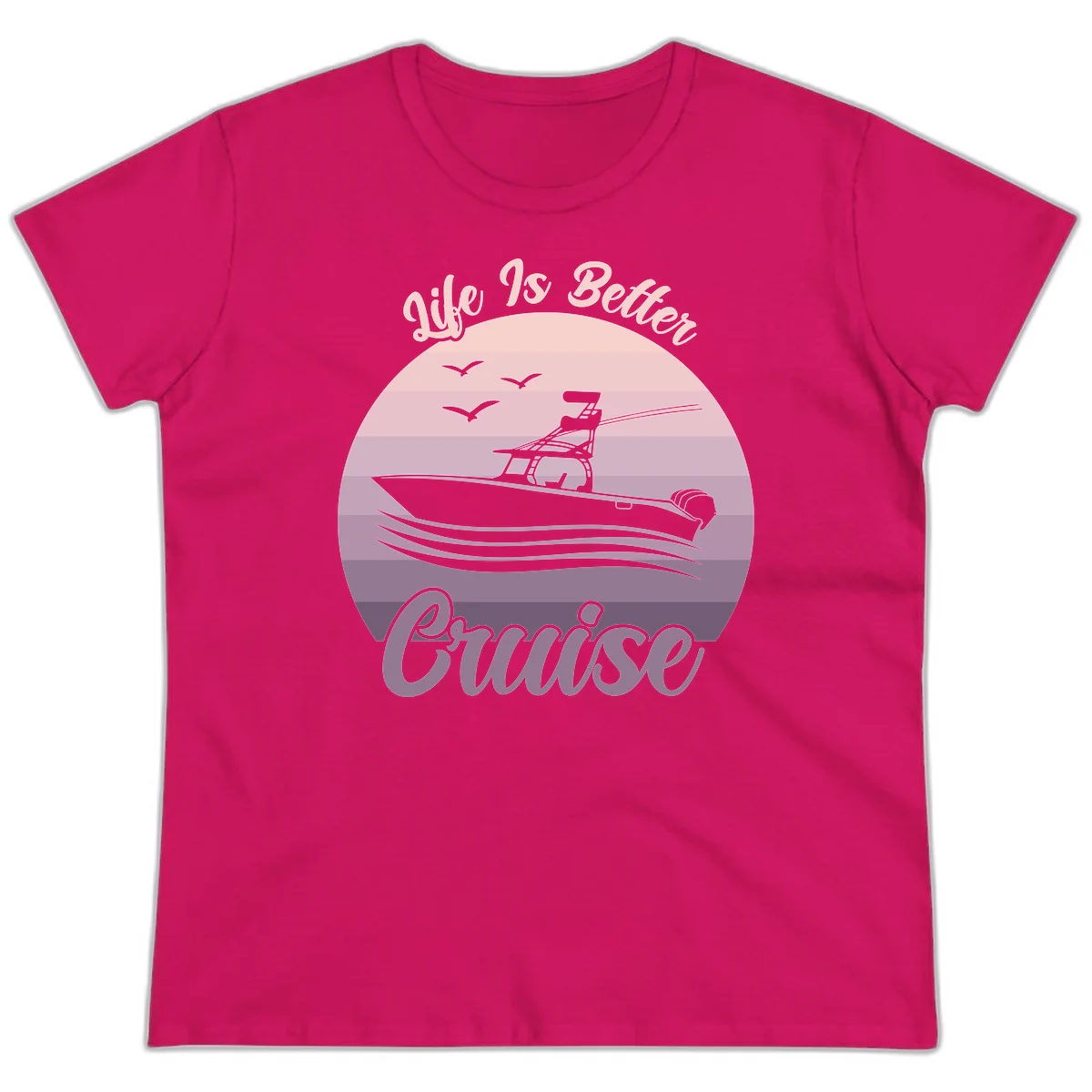 Life Is Better Boating Ladies Tee in Heliconia