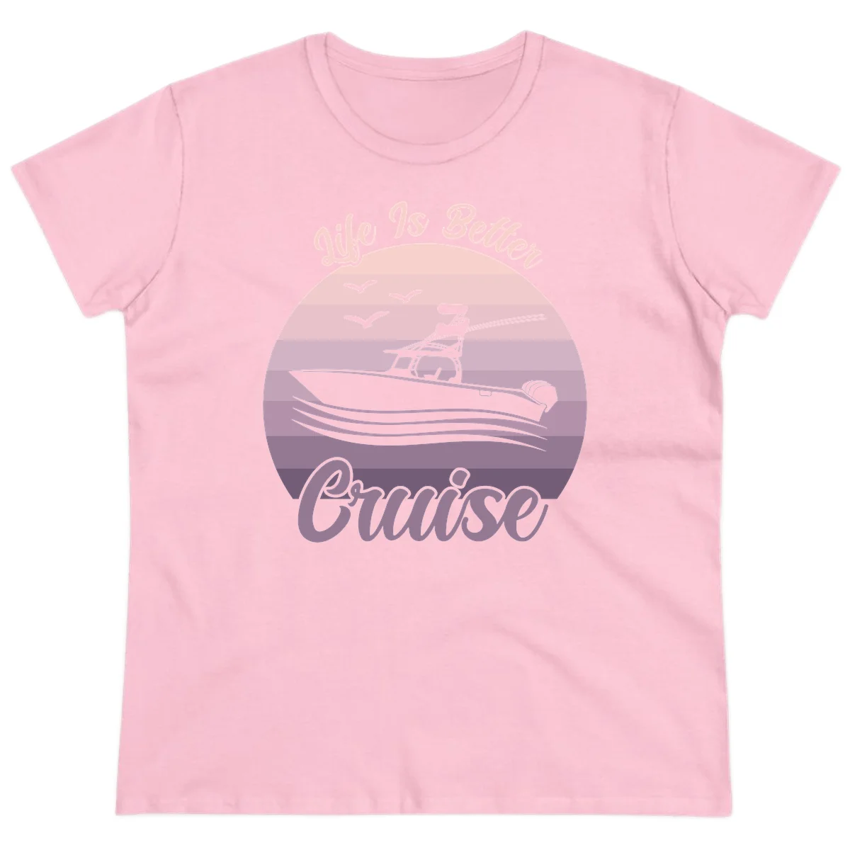 Life Is Better Boating Ladies Tee in Light Pink