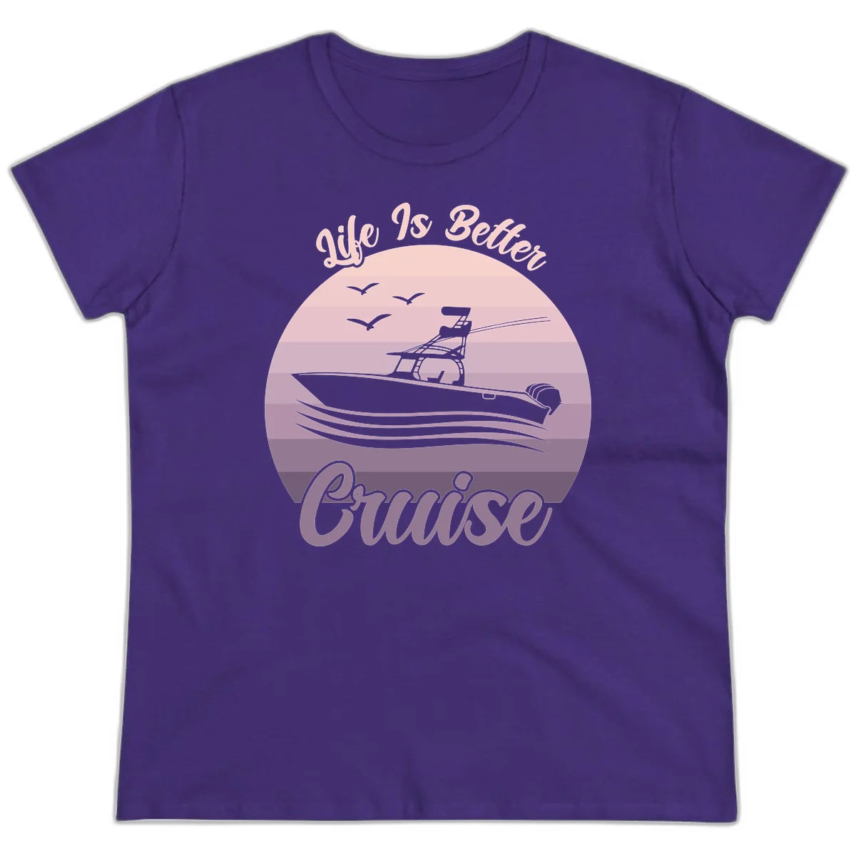 Life Is Better Boating Ladies Tee in Purple