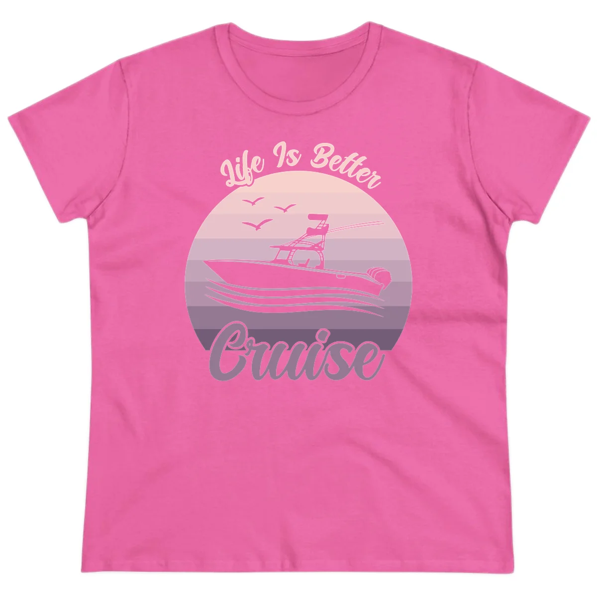 Life Is Better Boating Ladies Tee in Azalea