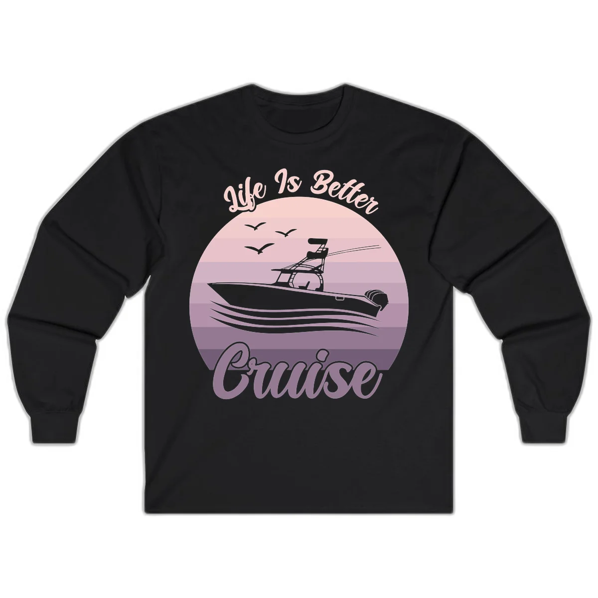 Life Is Better Boating Long Sleeve Tee in Black