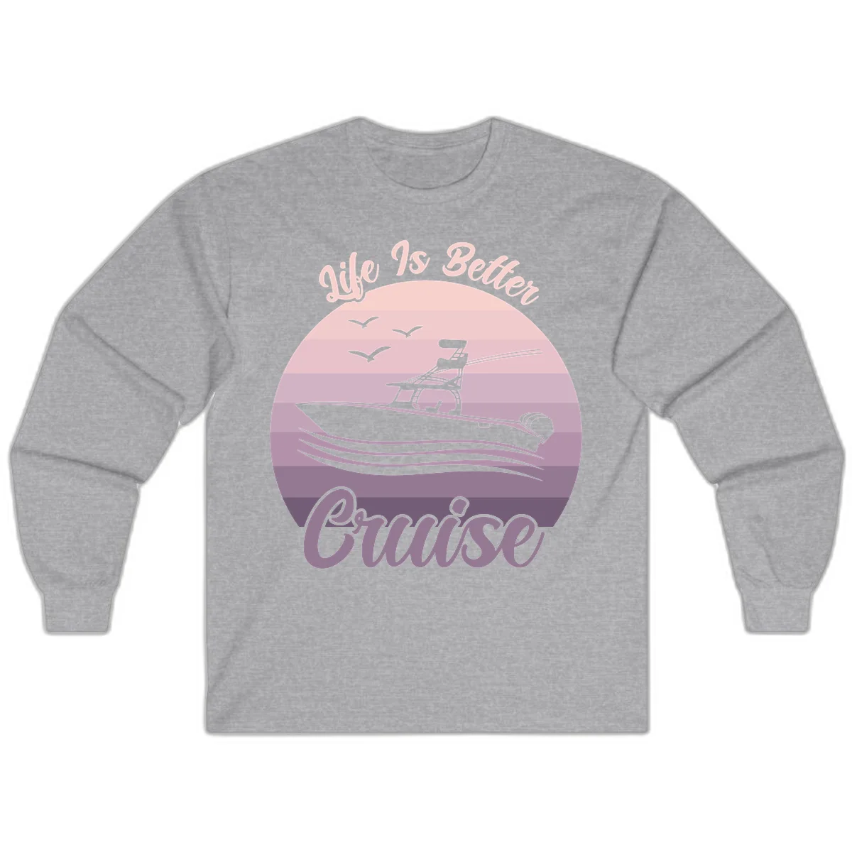 Life Is Better Boating Long Sleeve Tee in Sport Grey