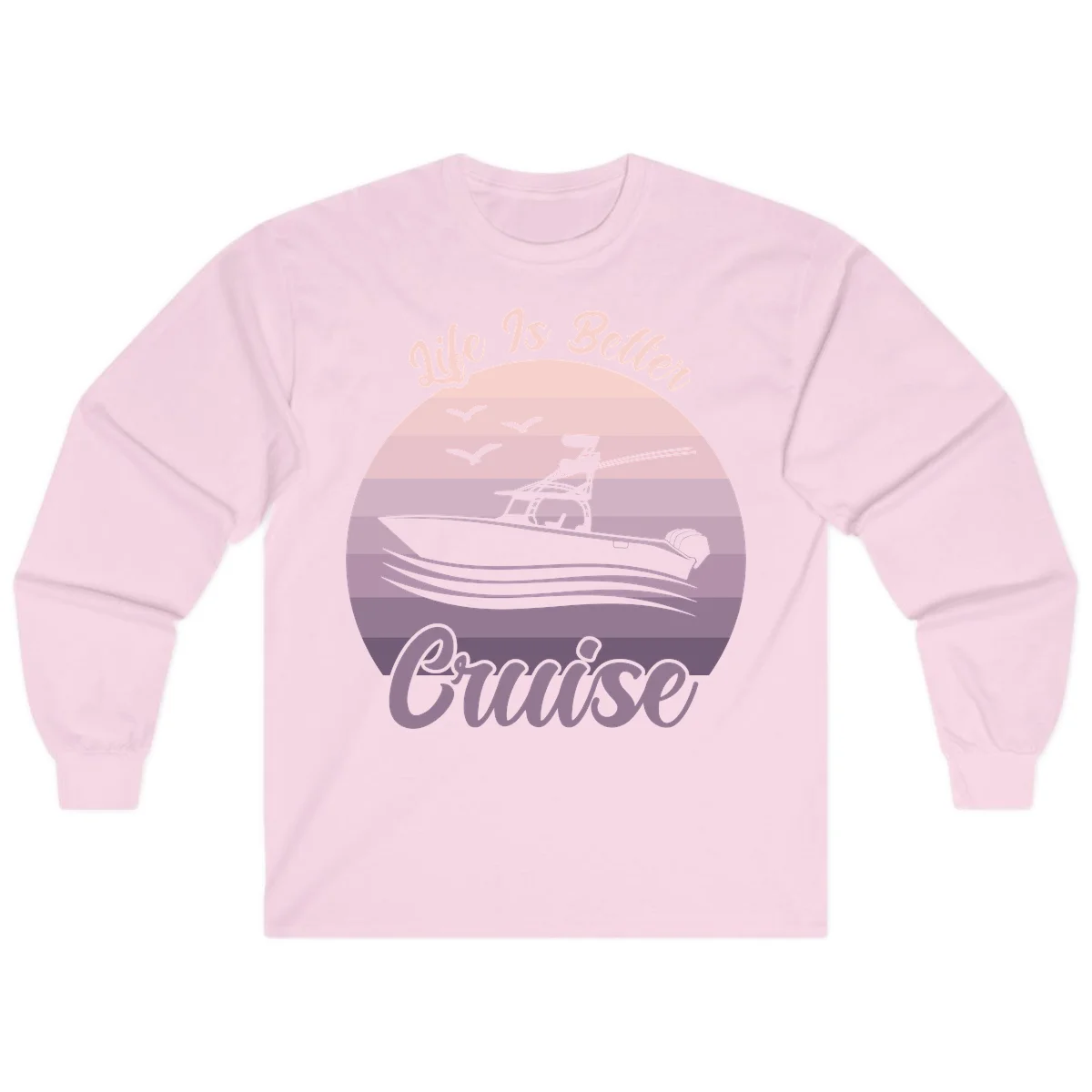 Life Is Better Boating Long Sleeve Tee in Light Pink