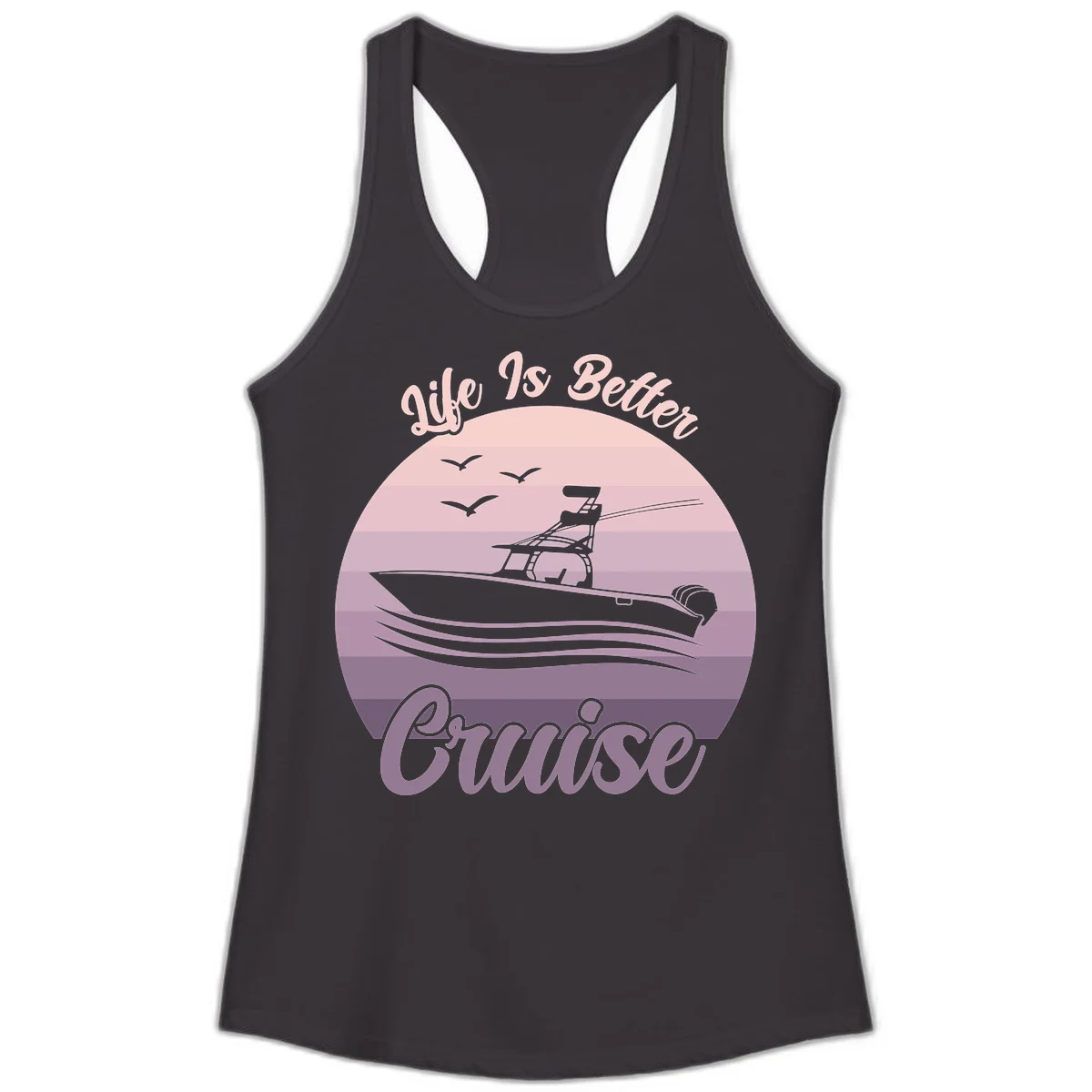 Life Is Better Boating Ladies Tank Top in Black