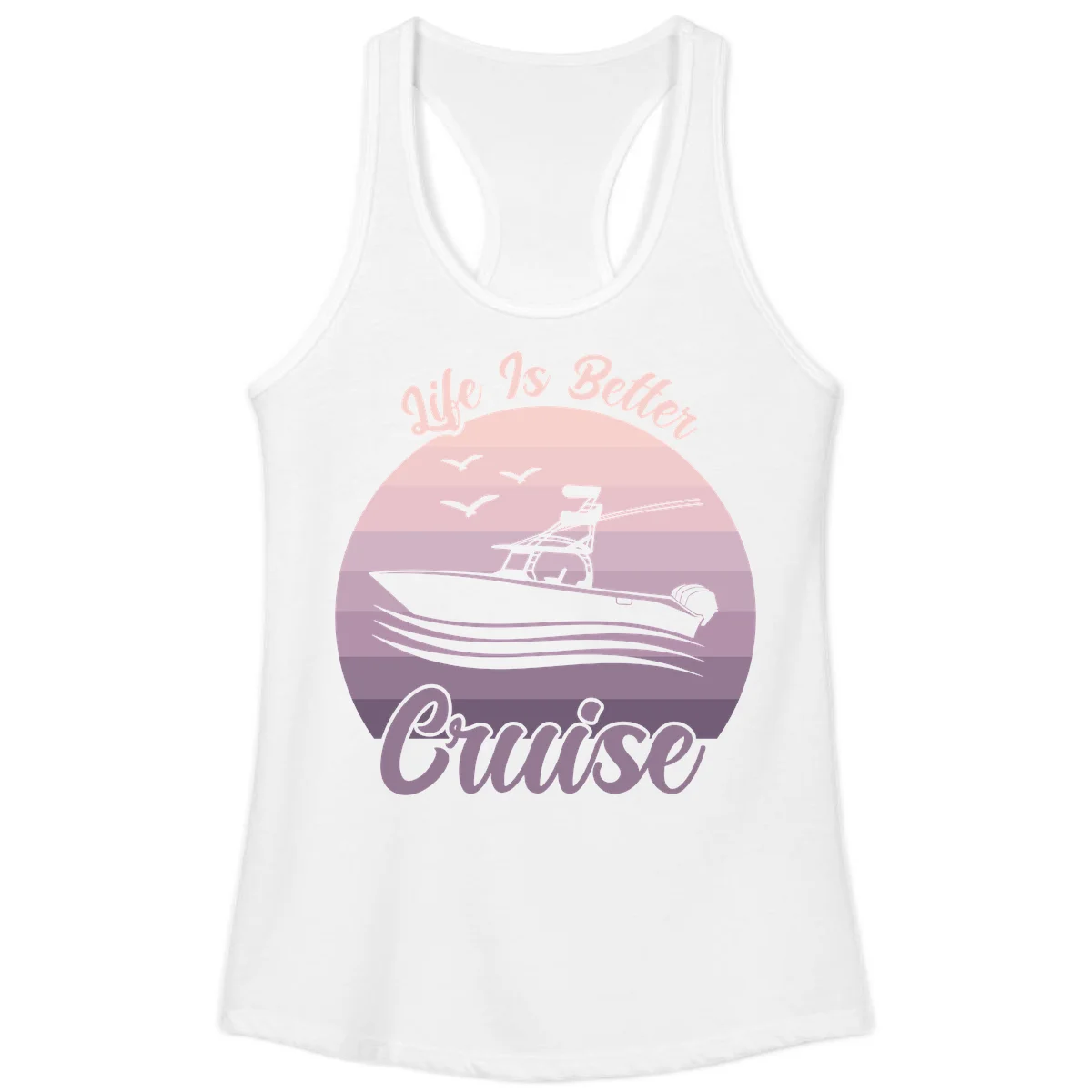 Life Is Better Boating Ladies Tank Top in White