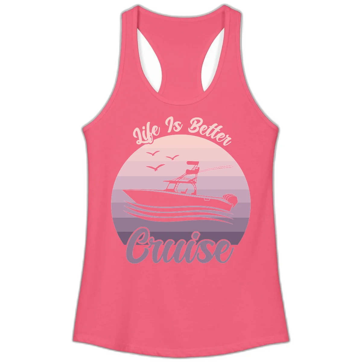 Life Is Better Boating Ladies Tank Top in Hot Pink