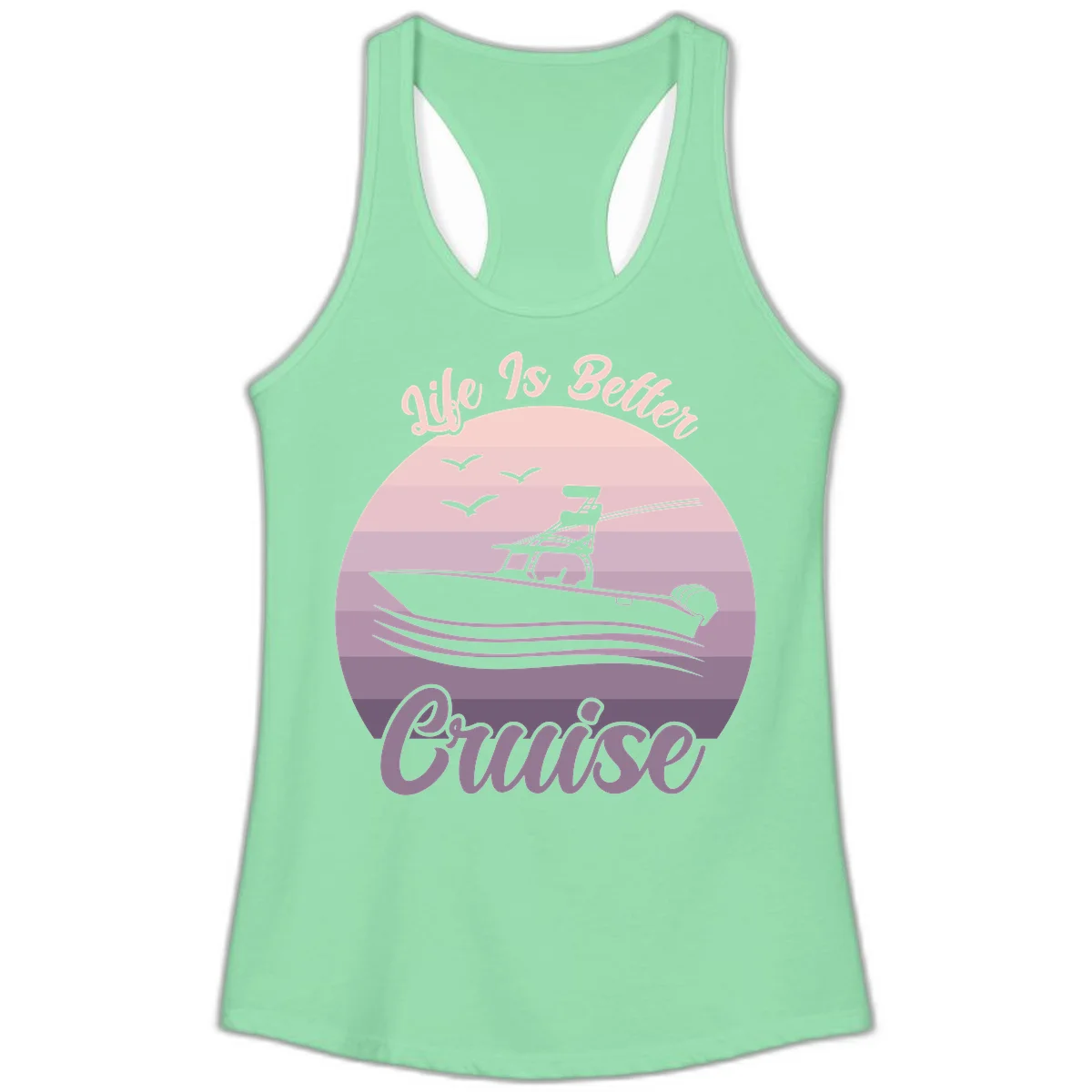 Life Is Better Boating Ladies Tank Top in Solid Mint