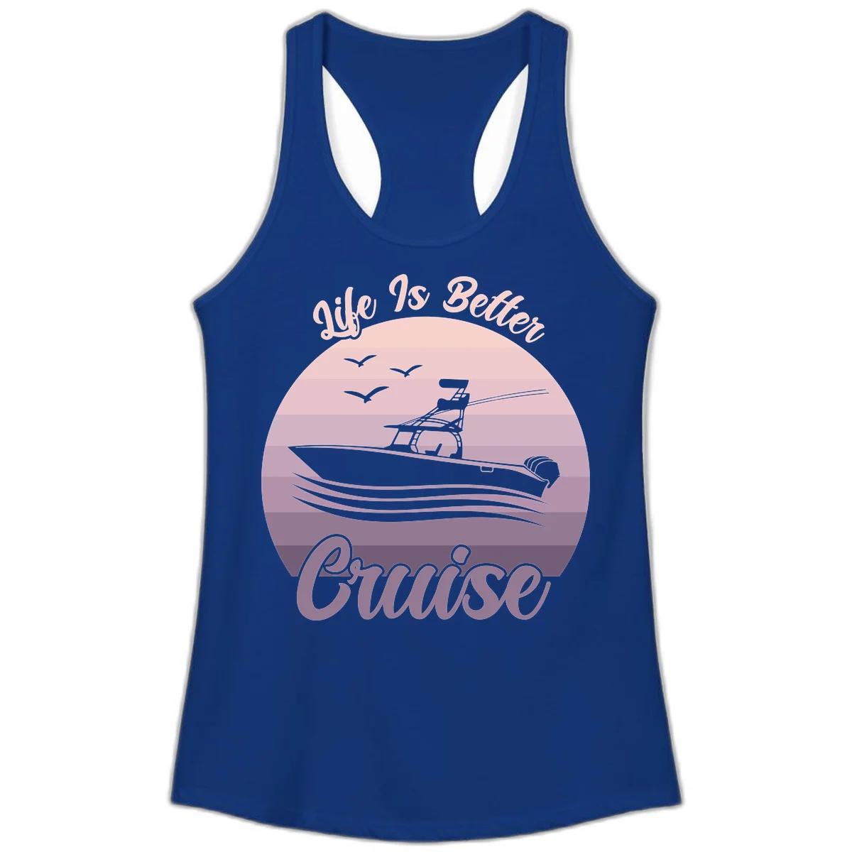 Life Is Better Boating Ladies Tank Top in Solid Royal