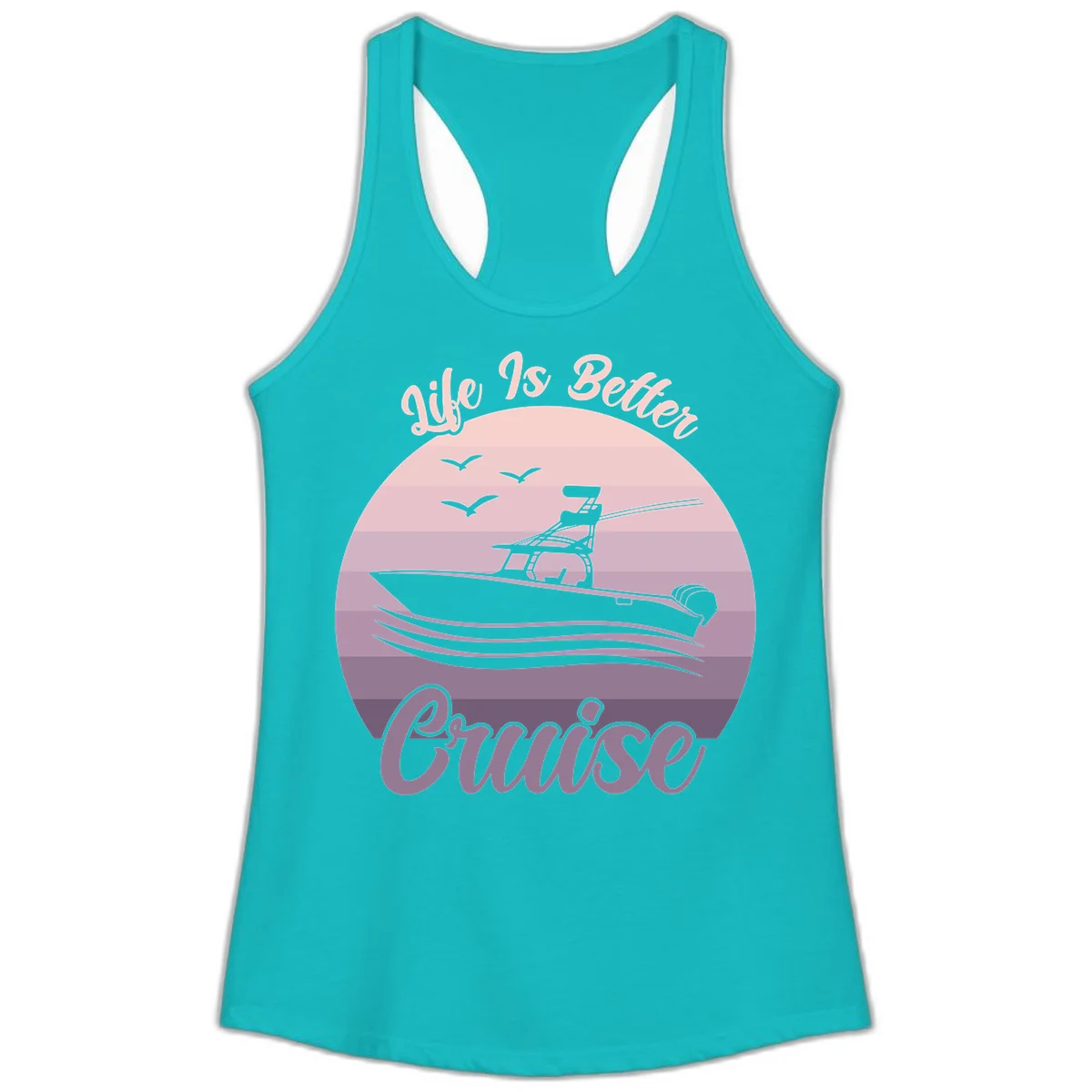 Life Is Better Boating Ladies Tank Top in Tahiti Blue