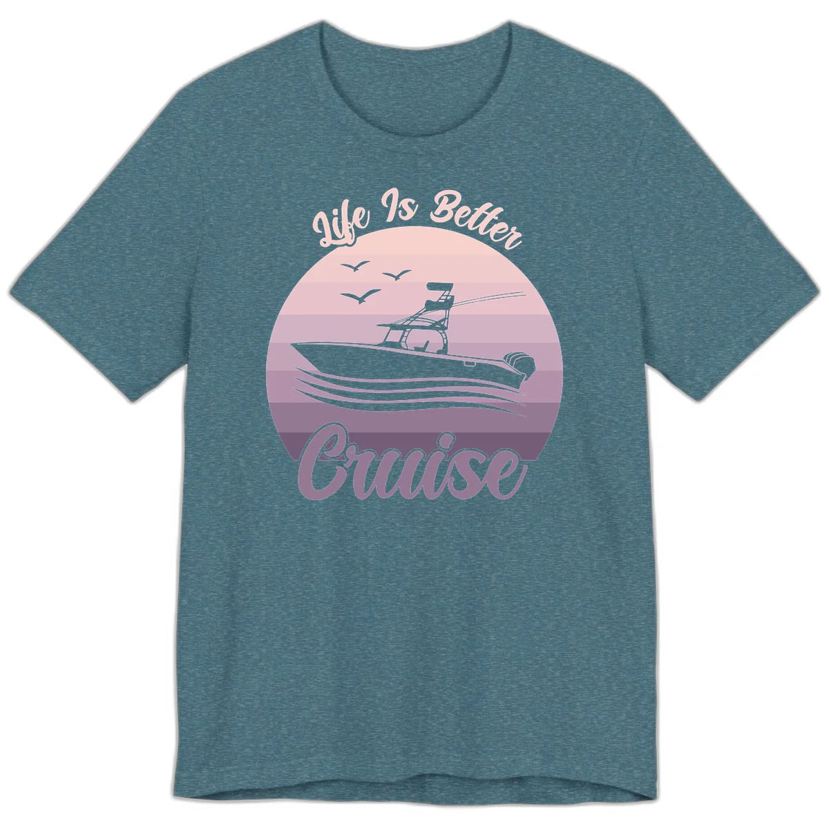 Life Is Better Boating Premium T-Shirt in Heather Deep Teal