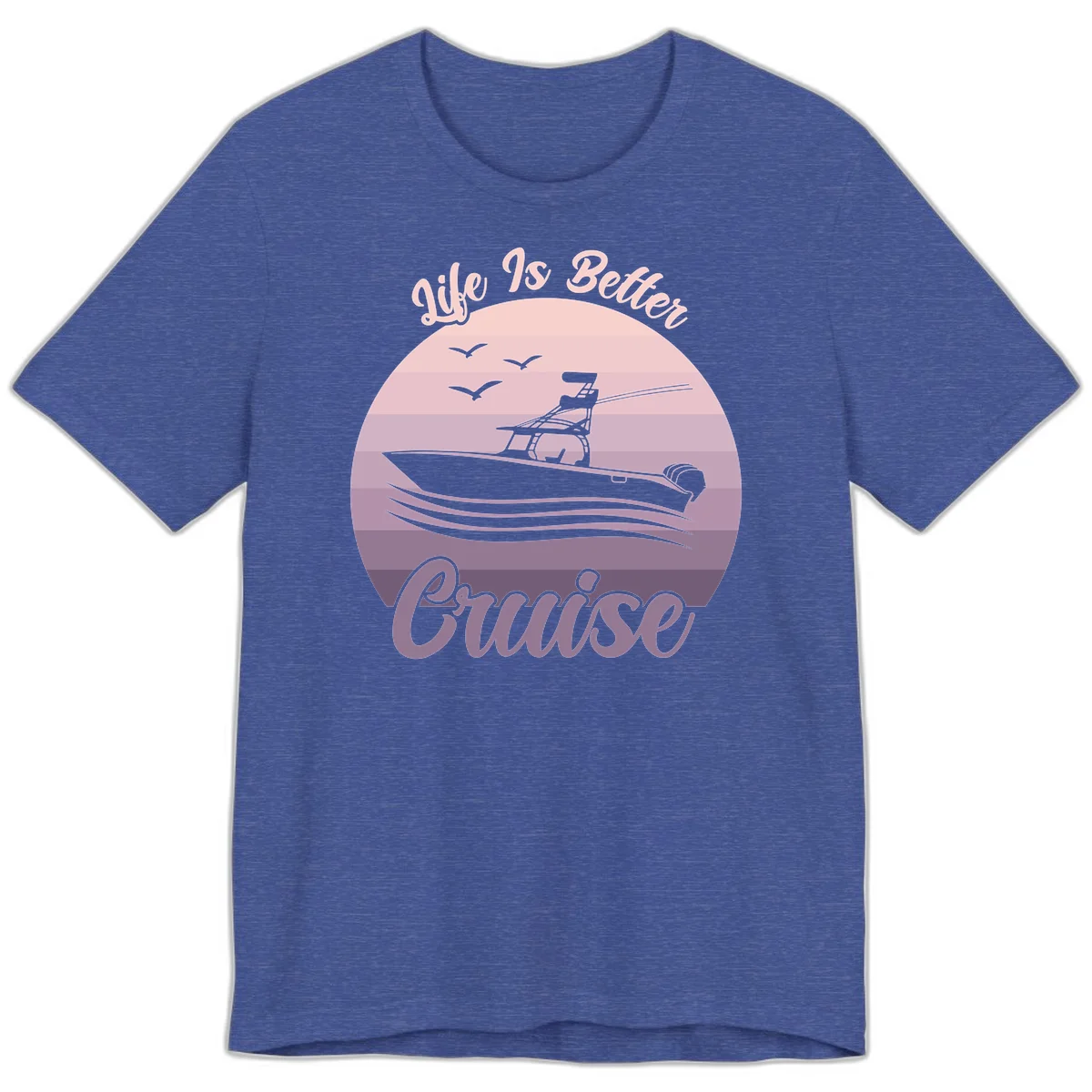Life Is Better Boating Premium T-Shirt in Heather True Royal