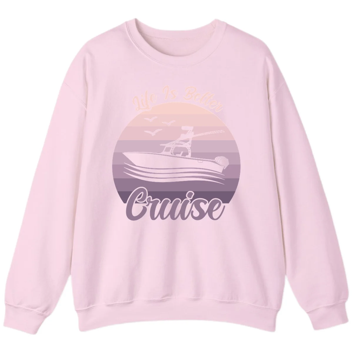 Life Is Better Boating Sweatshirt in Light Pink
