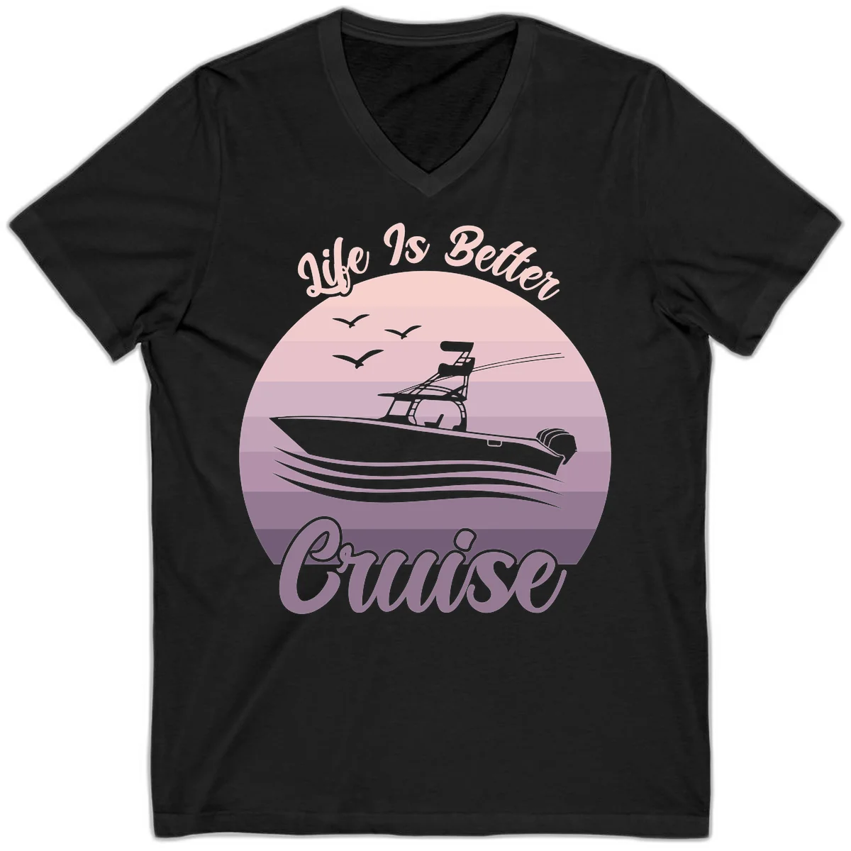 Life Is Better Boating V-Neck T-Shirt in Black
