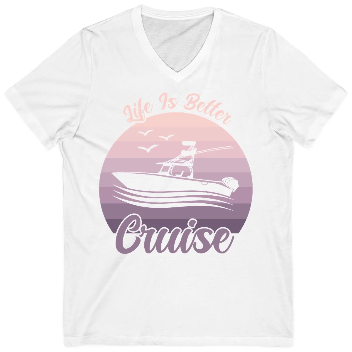 Life Is Better Boating V-Neck T-Shirt in White