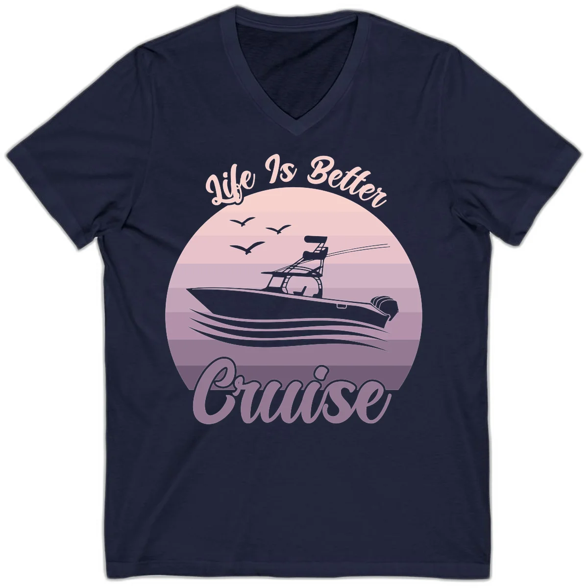 Life Is Better Boating V-Neck T-Shirt in Navy
