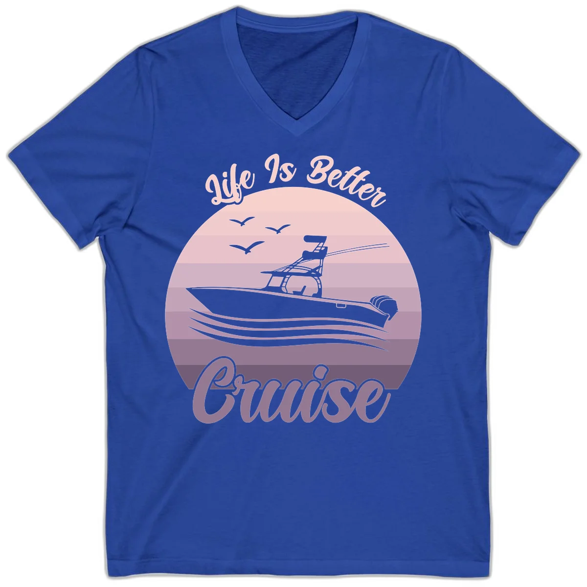 Life Is Better Boating V-Neck T-Shirt in True Royal