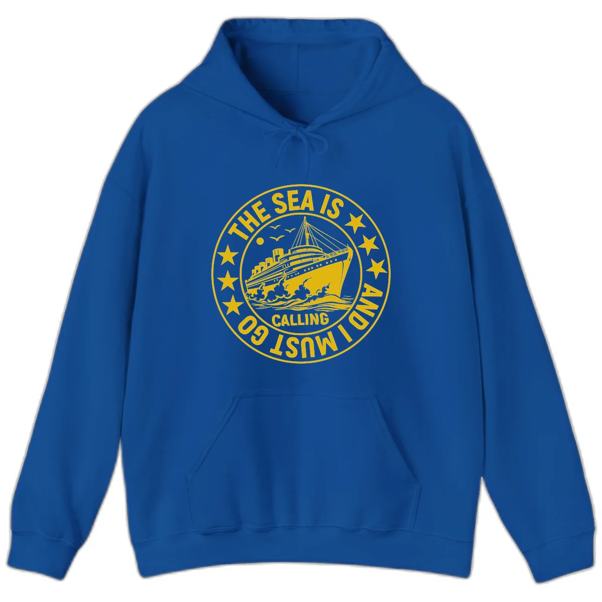 The Sea Is Calling Nautical Badge Hoodie in Royal