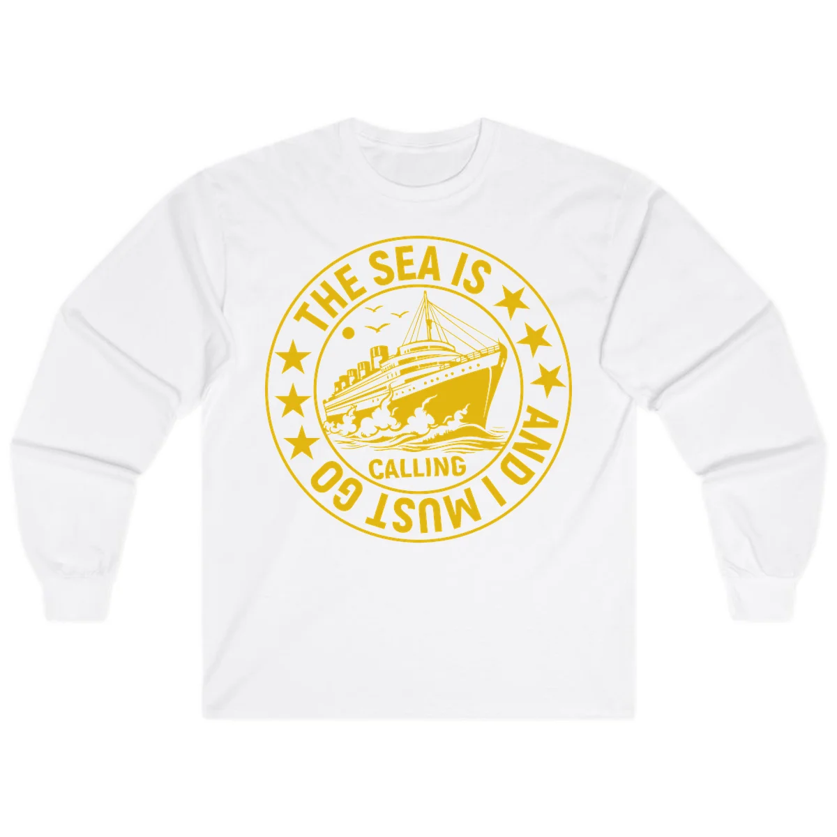 The Sea Is Calling Nautical Badge Long Sleeve in White