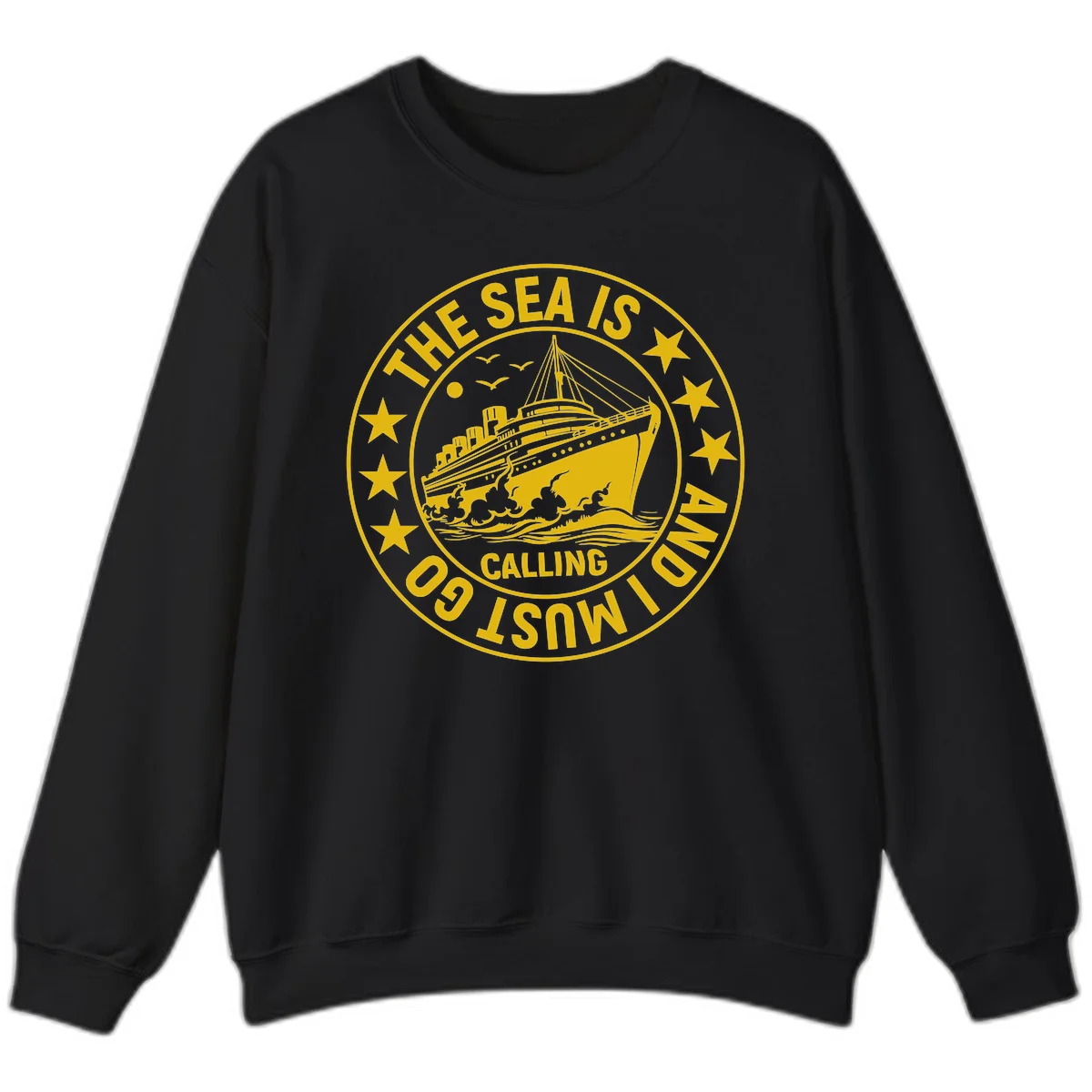 The Sea Is Calling Nautical Badge Sweatshirt in Black