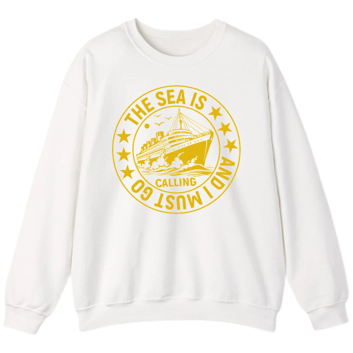 The Sea Is Calling Nautical Badge Sweatshirt in White
