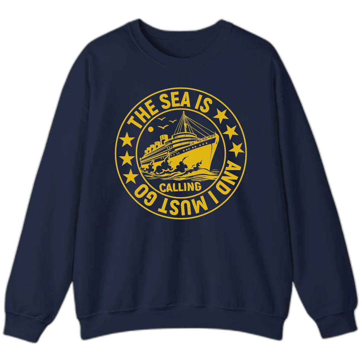 The Sea Is Calling Nautical Badge Sweatshirt in Navy