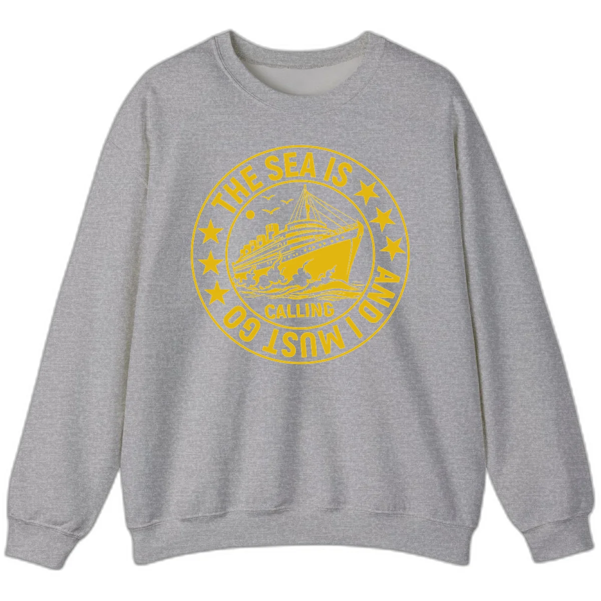 The Sea Is Calling Nautical Badge Sweatshirt in Sport Grey