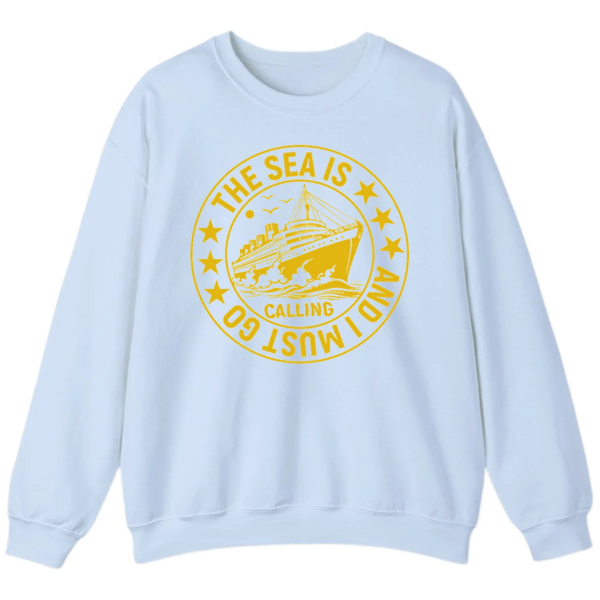 The Sea Is Calling Nautical Badge Sweatshirt in Light Blue