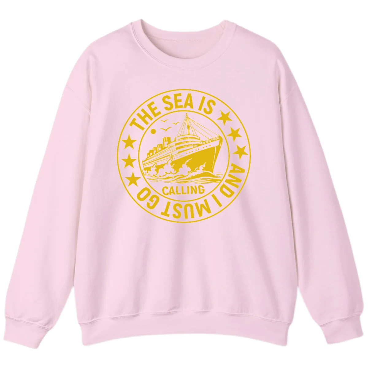 The Sea Is Calling Nautical Badge Sweatshirt in Light Pink