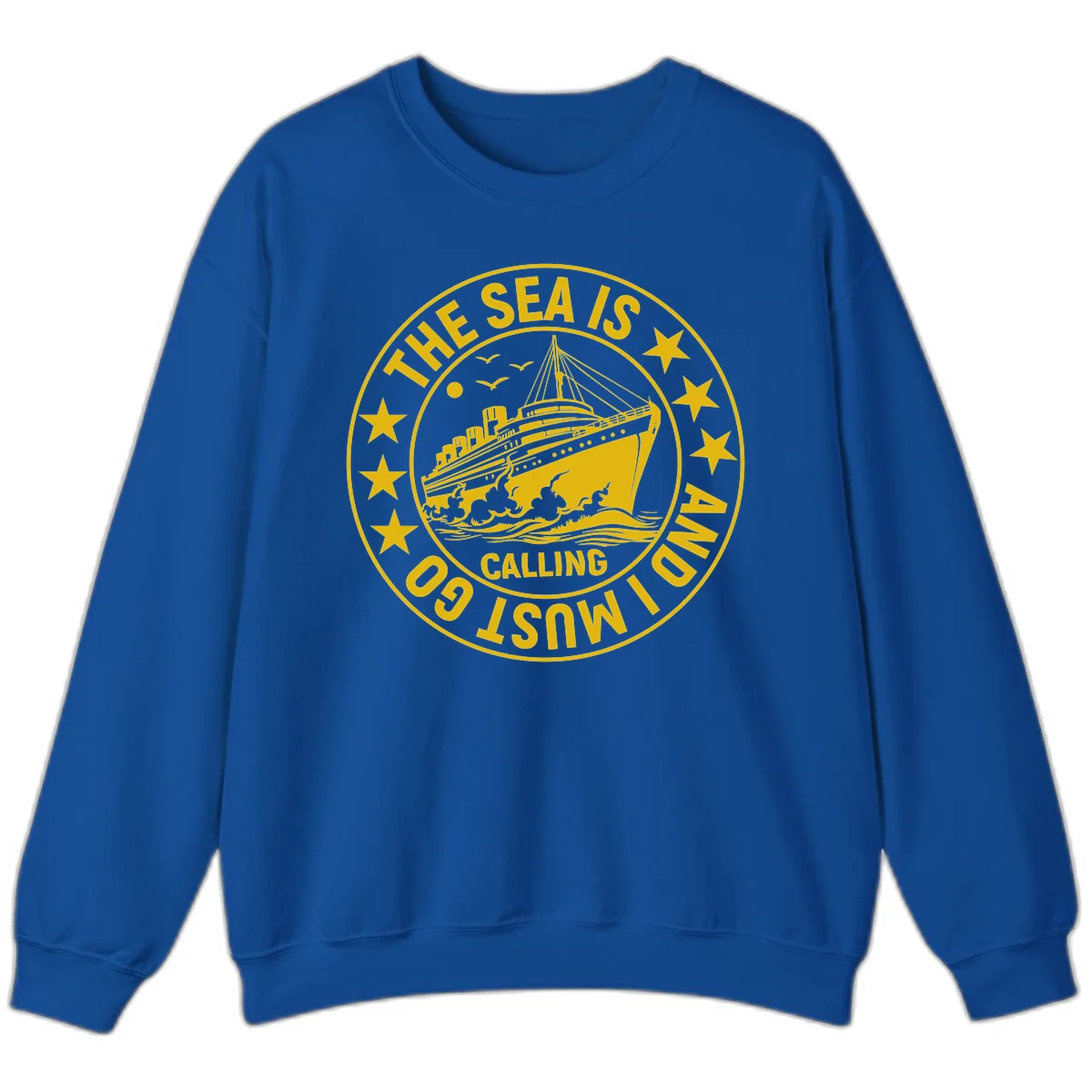 The Sea Is Calling Nautical Badge Sweatshirt in Royal