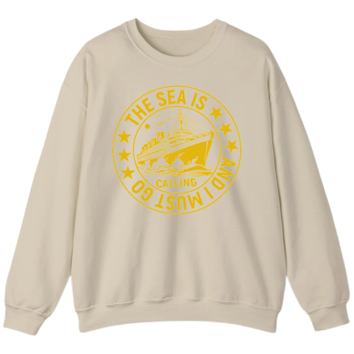 The Sea Is Calling Nautical Badge Sweatshirt in Sand