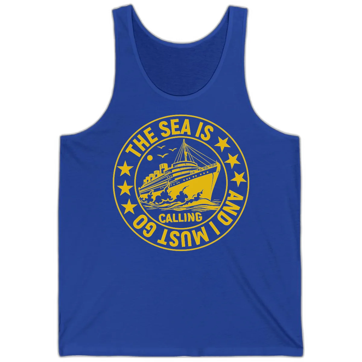 The Sea Is Calling Nautical Badge Tank Top in True Royal