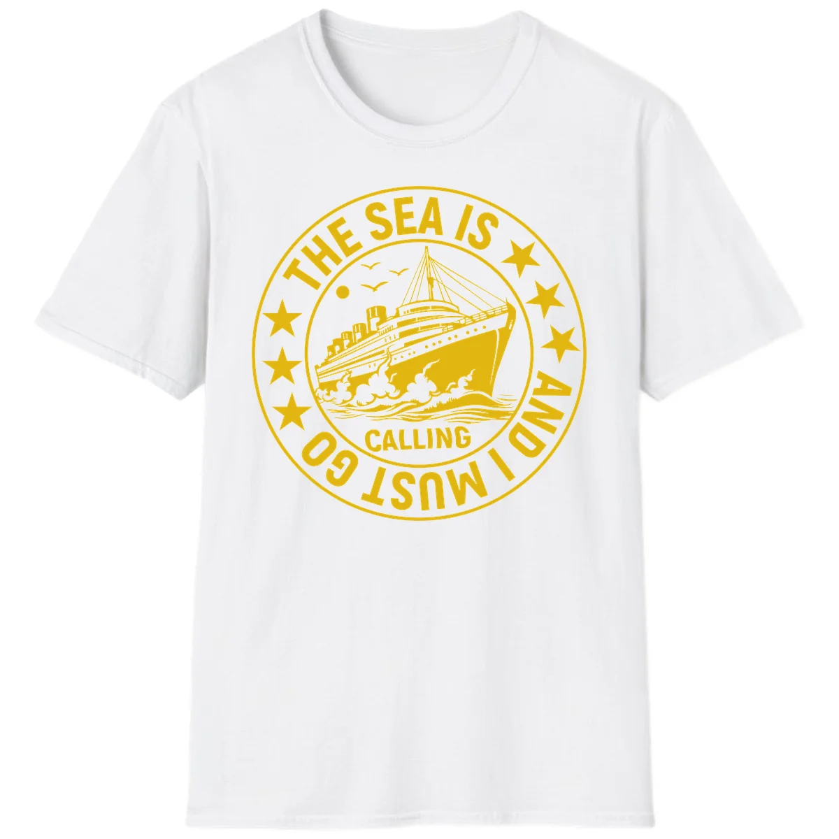 The Sea Is Calling Nautical Badge T-Shirt in White