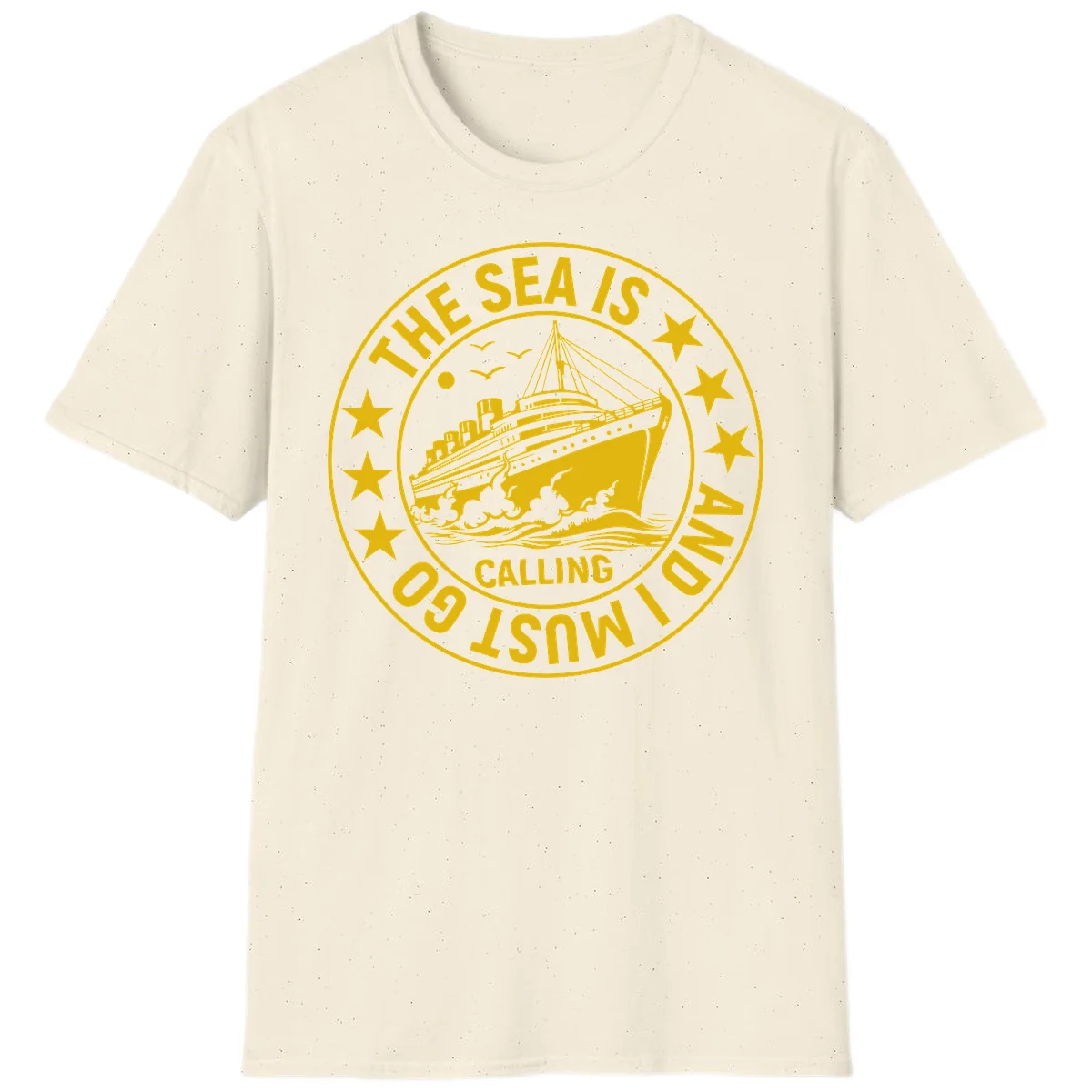The Sea Is Calling Nautical Badge T-Shirt in Natural