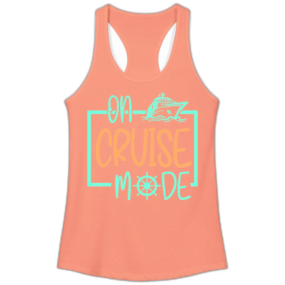 On Cruise Mode Ladies Tank in Solid Light Orange