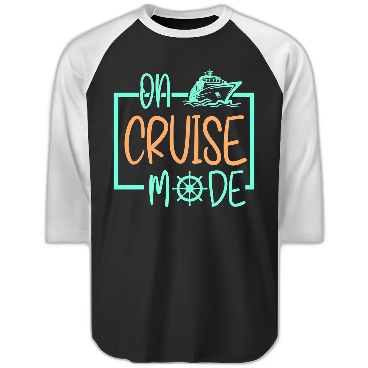 On Cruise Mode Raglan 3/4 Tee in Black White