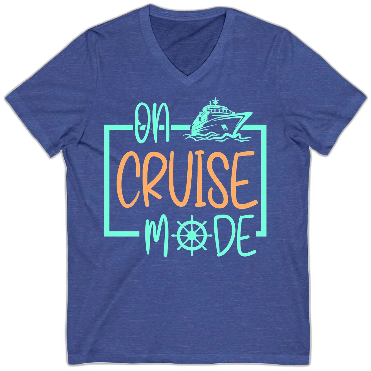 On Cruise Mode V-Neck Tee in Heather True Royal