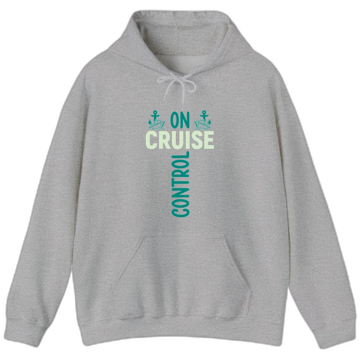 On Cruise With You Nautical Vacation Hoodie in Sport Grey