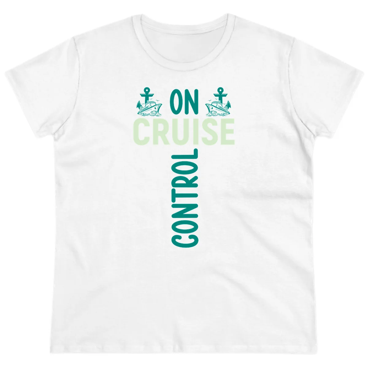 On Cruise With You Nautical Couples Ladies Tee in White