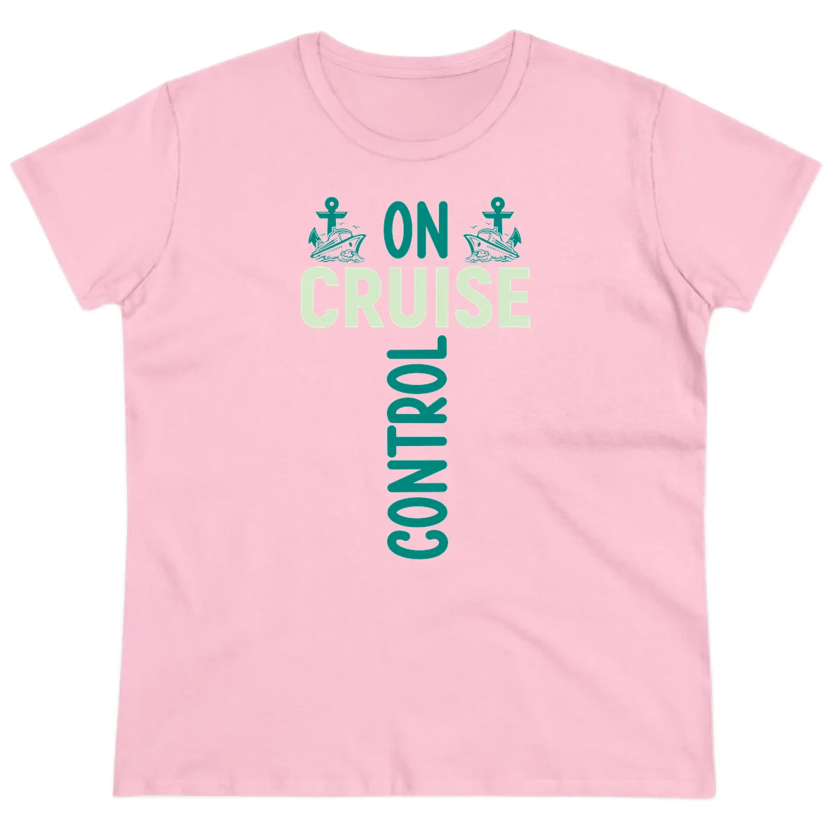 On Cruise With You Nautical Couples Ladies Tee in Light Pink