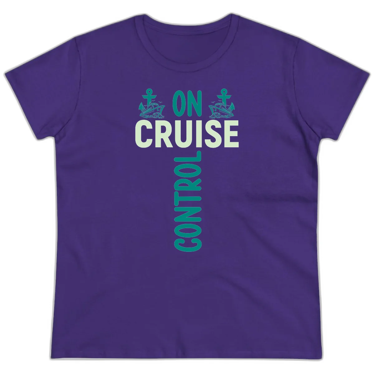 On Cruise With You Nautical Couples Ladies Tee in Purple