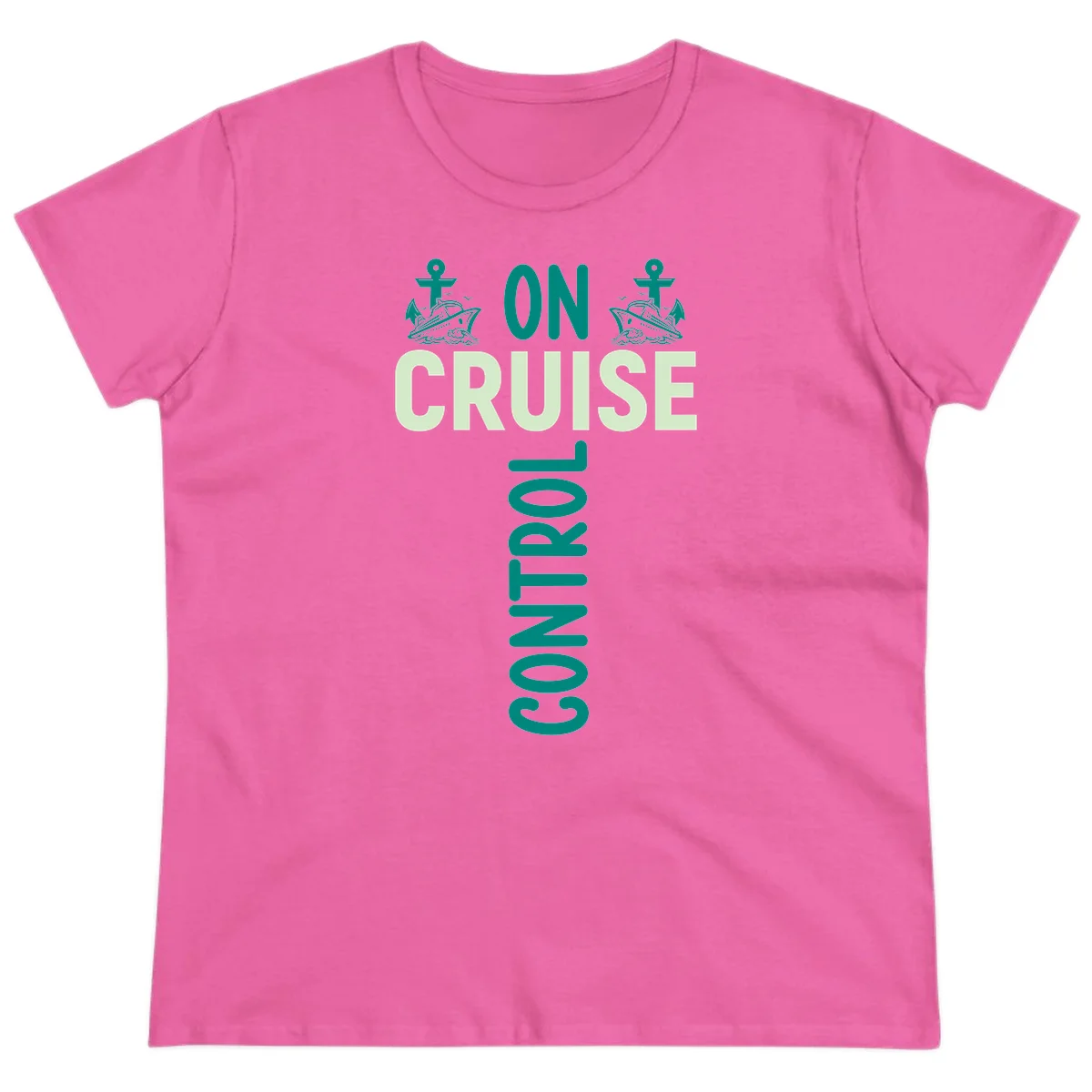 On Cruise With You Nautical Couples Ladies Tee in Azalea