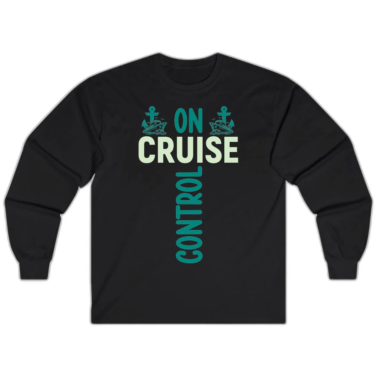 On Cruise With You Nautical Cruise Long Sleeve Shirt in Black