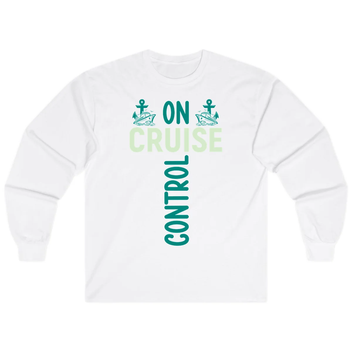 On Cruise With You Nautical Cruise Long Sleeve Shirt in White