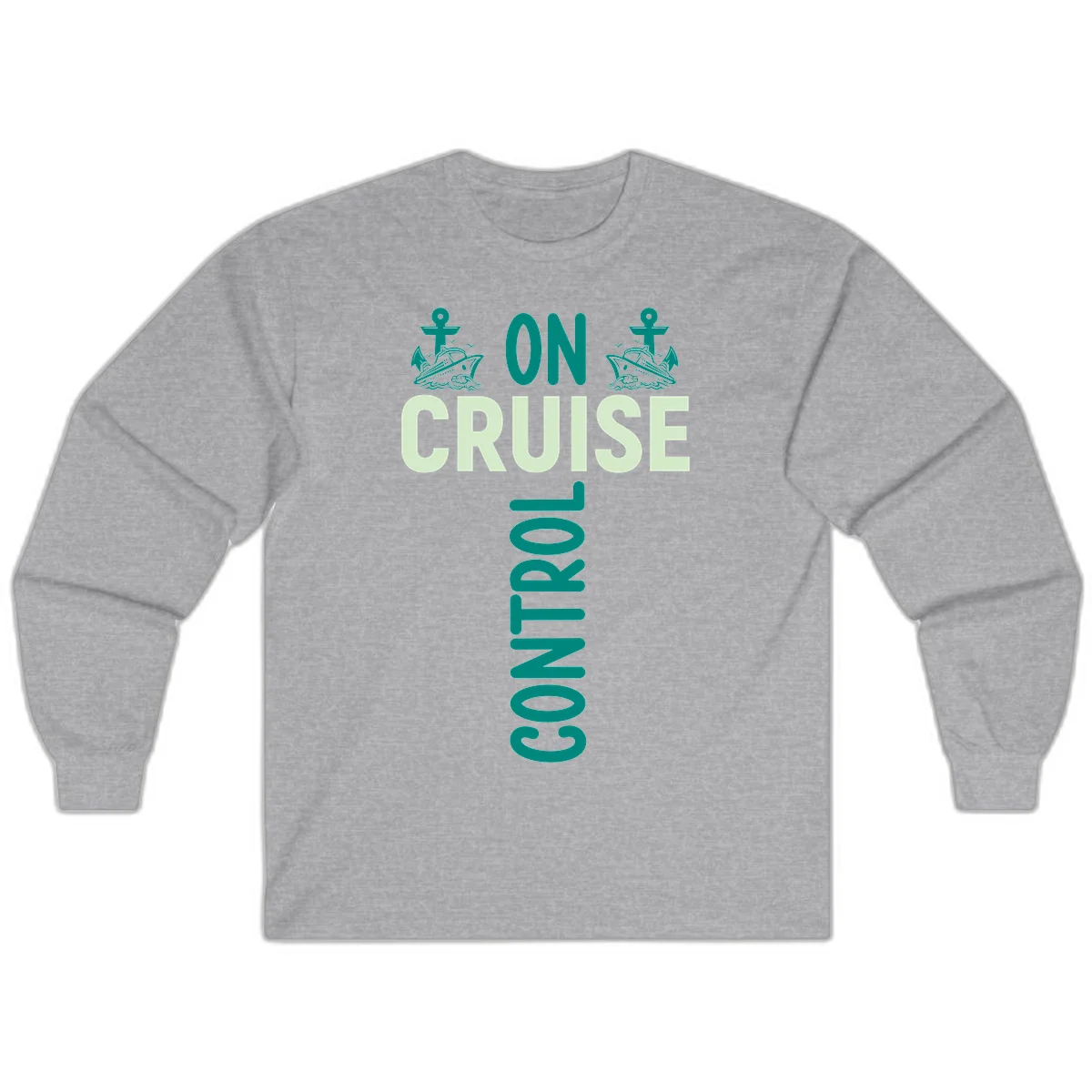 On Cruise With You Nautical Cruise Long Sleeve Shirt in Sport Grey